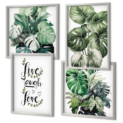 Set tablouri gata de agățat Plantele cu frunze trăiesc, râd, iubesc