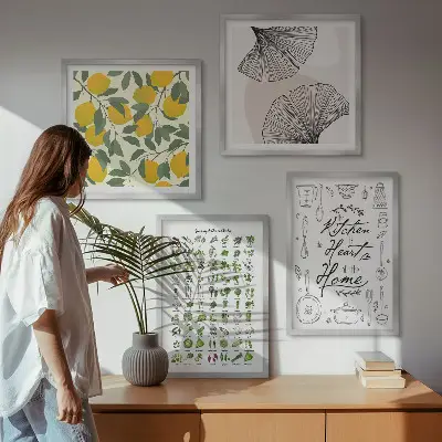 Set de tablouri cu lămâie și ierburi aromatice gata de agățat