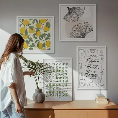 Set de tablouri cu lămâie și ierburi aromatice gata de agățat