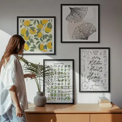 Set de tablouri cu lămâie și ierburi aromatice gata de agățat