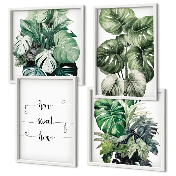 Set tablouri Frunze de Monstera în acuarelă gata de agățat