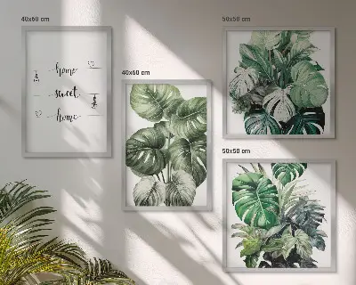 Set tablouri Frunze de Monstera în acuarelă gata de agățat