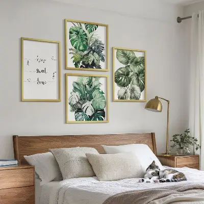 Set tablouri Frunze de Monstera în acuarelă gata de agățat