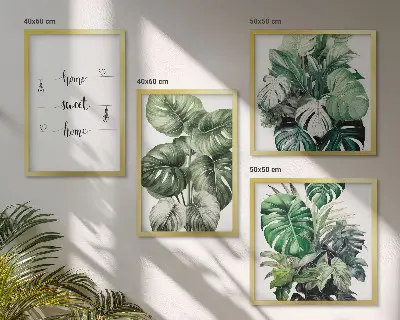 Set tablouri Frunze de Monstera în acuarelă gata de agățat