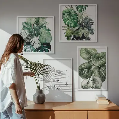 Set tablouri Frunze de Monstera în acuarelă gata de agățat