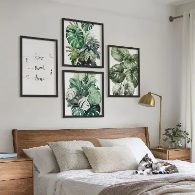 Set tablouri Frunze de Monstera în acuarelă gata de agățat