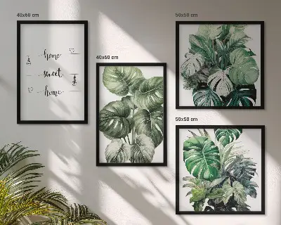 Set tablouri Frunze de Monstera în acuarelă gata de agățat