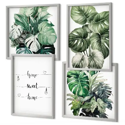Set tablouri Frunze de Monstera în acuarelă gata de agățat