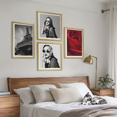 Set tablouri gata de agățat Doamnă pariziană cu ochelari Eiffel