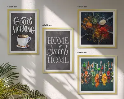 Set de tablouri gata de agățat cu motive de condimente, cafea și ierburi