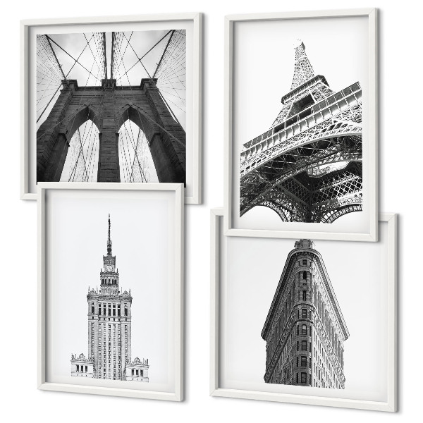 Set tablouri gata de agățat Arhitectură minimalistă alb-negru
