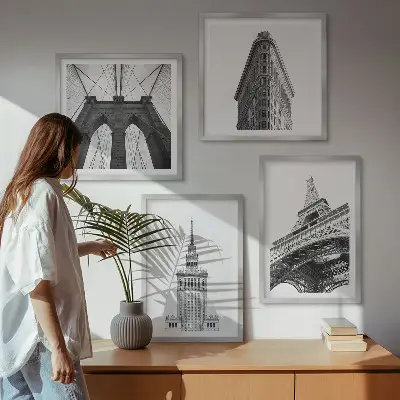 Set tablouri Arhitectură minimalistă alb-negru gata de agățat