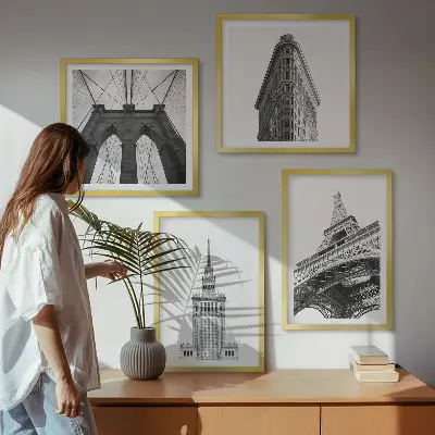 Set tablouri Arhitectură minimalistă alb-negru gata de agățat