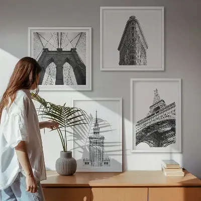 Set tablouri Arhitectură minimalistă alb-negru gata de agățat