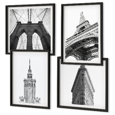 Set tablouri gata de agățat Arhitectură minimalistă alb-negru