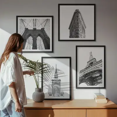Set tablouri Arhitectură minimalistă alb-negru gata de agățat