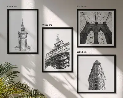 Set tablouri Arhitectură minimalistă alb-negru gata de agățat