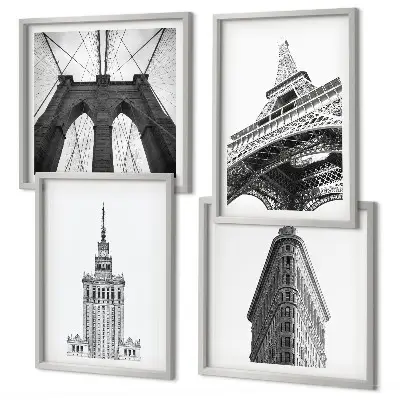 Set tablouri Arhitectură minimalistă alb-negru gata de agățat