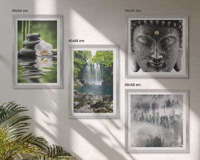 Compoziție de tablouri pentru perete Armonia naturii, pietre, apă, Buddha