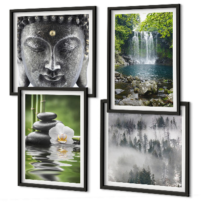 Compoziție de tablouri pentru perete Armonia naturii, pietre, apă, Buddha