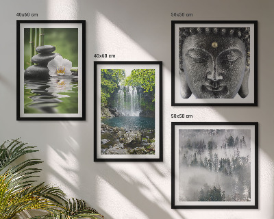 Compoziție de tablouri pentru perete Armonia naturii, pietre, apă, Buddha