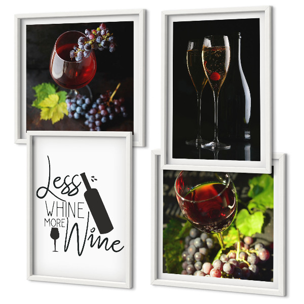 Set tablouri gata de agățat Pahare de vin cu struguri și inscripție