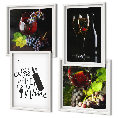 Set tablouri gata de agățat Pahare de vin cu struguri și inscripție