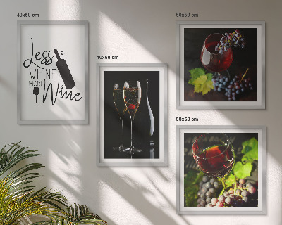 Set tablouri gata de agățat Pahare de vin cu struguri și inscripție