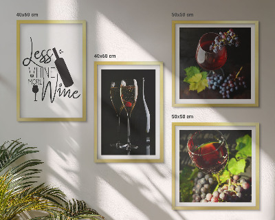 Set tablouri gata de agățat Pahare de vin cu struguri și inscripție