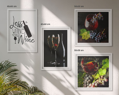Set tablouri gata de agățat Pahare de vin cu struguri și inscripție