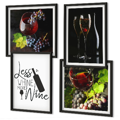 Set tablouri gata de agățat Pahare de vin cu struguri și inscripție