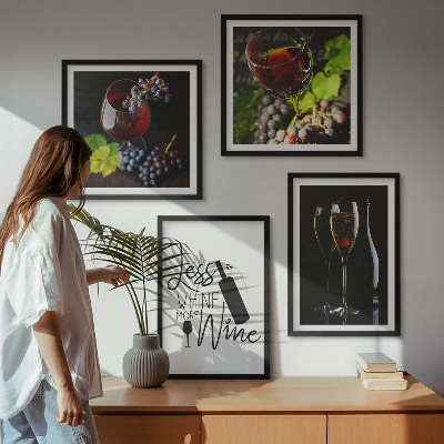 Set tablouri gata de agățat Pahare de vin cu struguri și inscripție