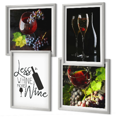 Set tablouri gata de agățat Pahare de vin cu struguri și inscripție