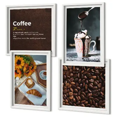 Compoziție de tablouri pentru perete cu tematică de boabe de cafea italienești pentru micul dejun