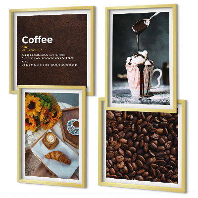 Compoziție de tablouri pentru perete Boabe de cafea italienești pentru micul dejun