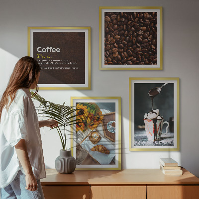 Compoziție de tablouri pentru perete Boabe de cafea italienești pentru micul dejun
