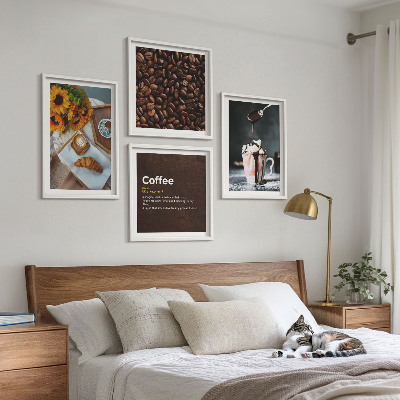 Compoziție de tablouri pentru perete Boabe de cafea italienești pentru micul dejun