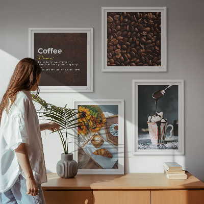 Compoziție de tablouri pentru perete Boabe de cafea italienești pentru micul dejun