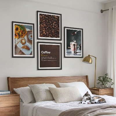 Compoziție de tablouri pentru perete Boabe de cafea italienești pentru micul dejun