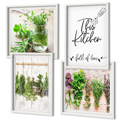 Set tablouri gata de agățat Plante aromatice pentru uscarea în bucătărie