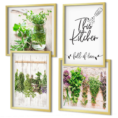 Set tablouri gata de agățat Plante aromatice pentru uscarea în bucătărie
