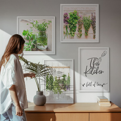 Set tablouri gata de agățat Plante aromatice pentru uscarea în bucătărie