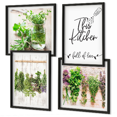 Set tablouri gata de agățat Plante aromatice pentru uscarea în bucătărie