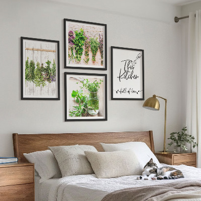 Set tablouri gata de agățat Plante aromatice pentru uscarea în bucătărie