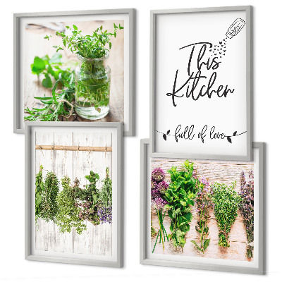 Set tablouri gata de agățat Plante aromatice pentru uscarea în bucătărie