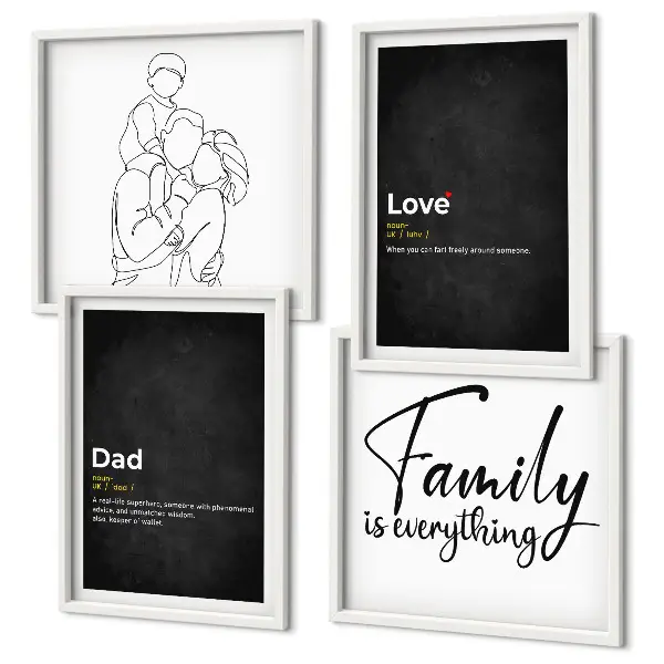 Compoziție de tablouri pentru perete set cu design artistic despre definițiile iubirii