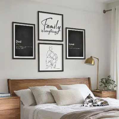 Compoziție de tablouri pentru perete set cu design artistic despre definițiile iubirii