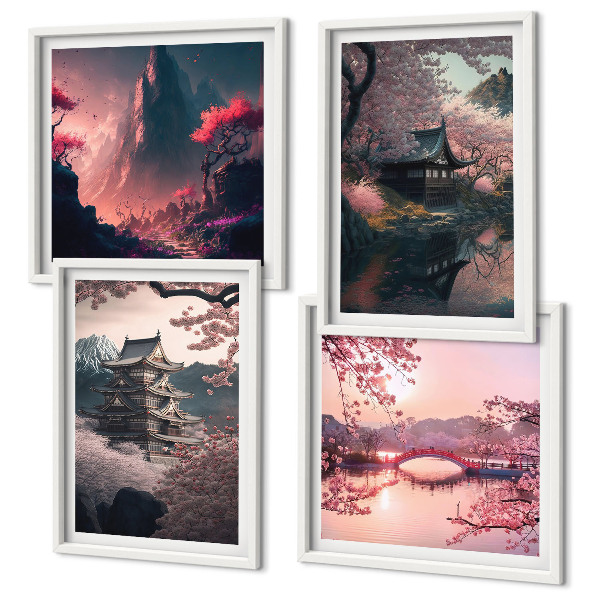 Compoziție de tablouri pentru perete Peisaje fantastice din Japonia