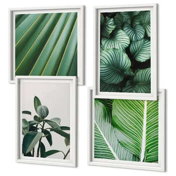 Compoziție de tablouri pentru perete cu frunze tropicale în nuanțe de verde