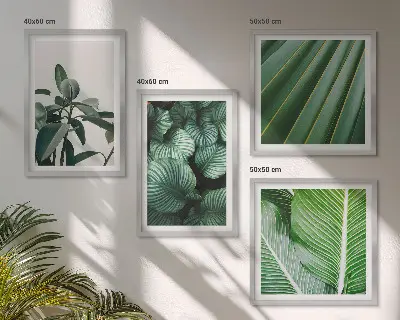 Compoziție de tablouri pentru perete cu frunze tropicale în nuanțe de verde